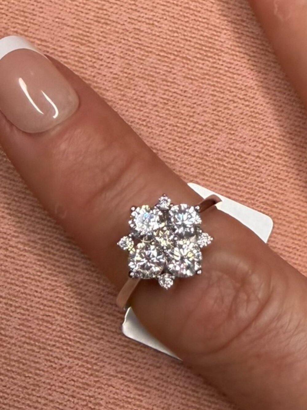 1.8 ct Moissanite .925 Sterling Silver Floral Cluster Ring - Size 7 - Picture 3 of 10